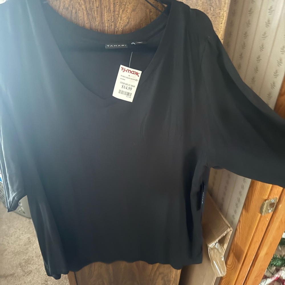 Black V-Neck Women's Top
